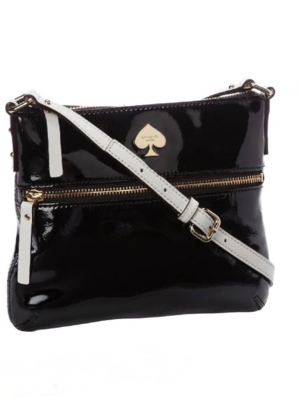 Kate Spade New York Flicker Tenley Crossbody Shoulder Bag Handbag Black Patent